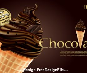 Delicious chocolate ice cream vector illustration