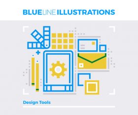Design tools blue line vector