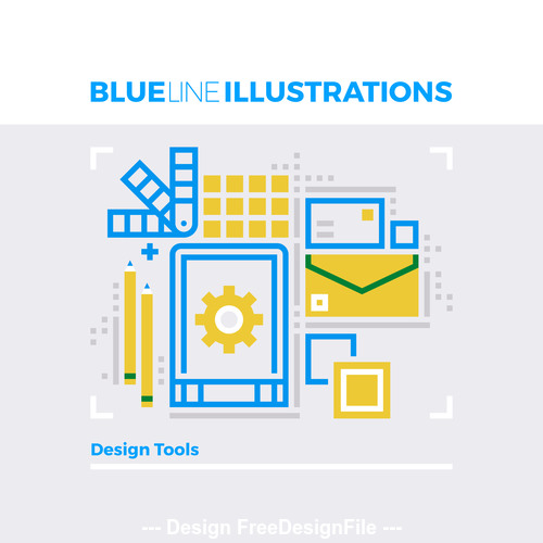 Design tools blue line vector