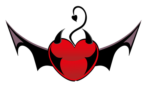 Devil heart silhouette vector
