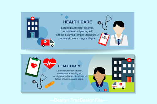 Doctor and nurse banner design vector