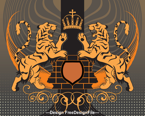 Double tiger heraldic vector