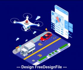 Drone road monitoring vector