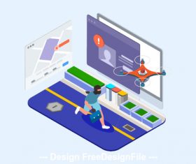 Drones Police Isometric Illustration vector
