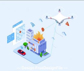 Drones Search And Rescue Isometric vector