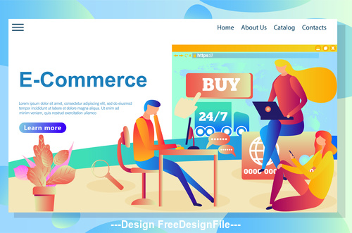 E-commerce flat banner vector