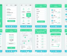 Ecology Mobile App UI Kit vector