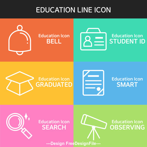 Education different line icon vector