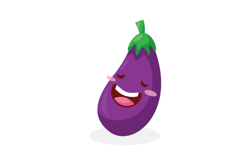 Eggplant organic vegetables cartoon expression vector