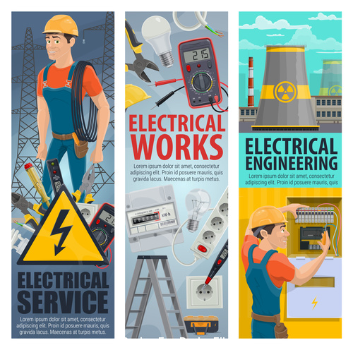 Electrician professional service cartoon vector