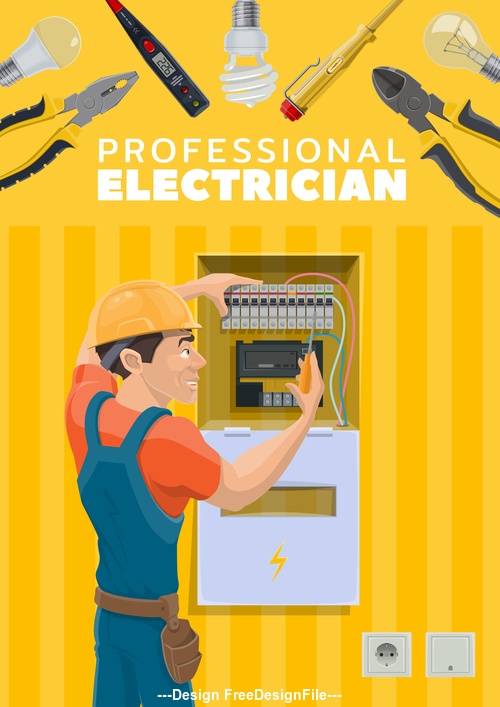 Electrician professional service vector