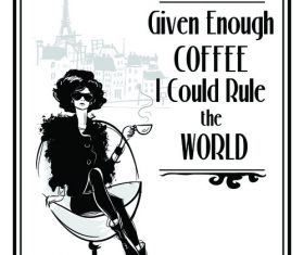 Elegant woman drinking coffee cartoon vector