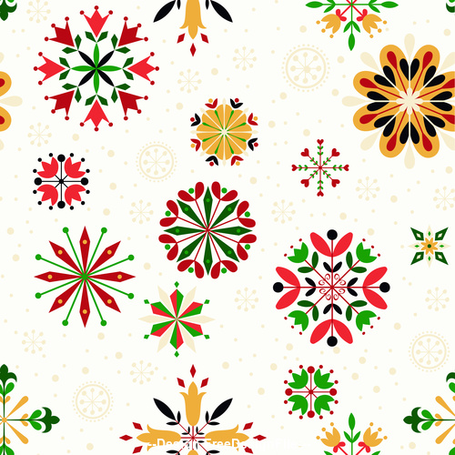 Elements floral snowflake seamless pattern vector