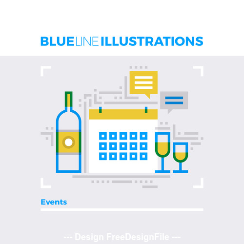 Events blue line vector illustration concept