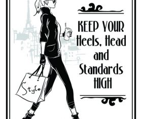 Fashion shopping woman on the street vector