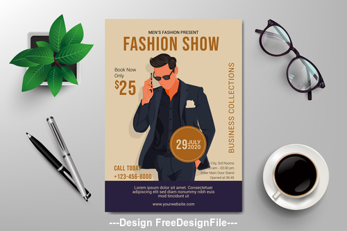 Fashion show subjects flyers vector