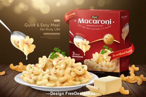 Fast food macaroni and cheese ad vector