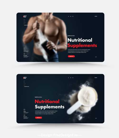 Fitness nutritional supplements cover vector