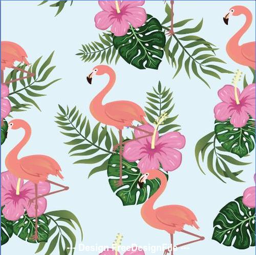 Flamingo background seamless pattern vector