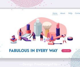 Flat banner female cosmetics vector