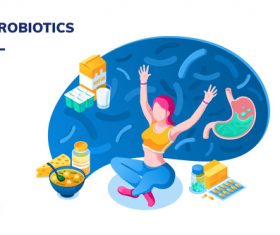 Food probiotics content cartoon illustration vector