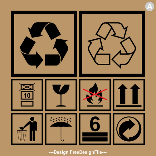 Fragile caution Recyclable symbol vector