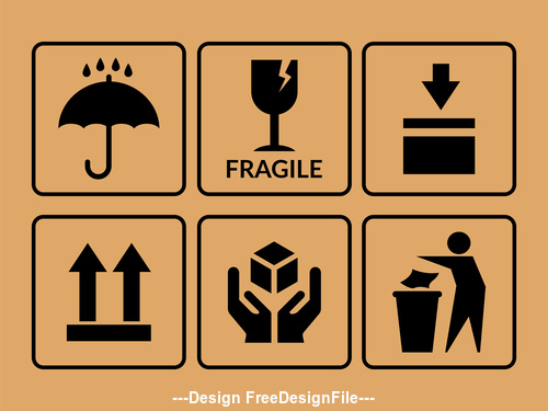 Fragile rainproof packaging symbol vector
