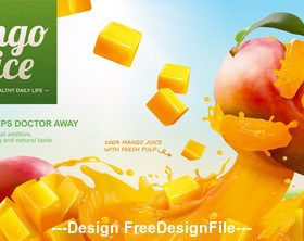 Fresh Mango juice ads 3d vector illustration
