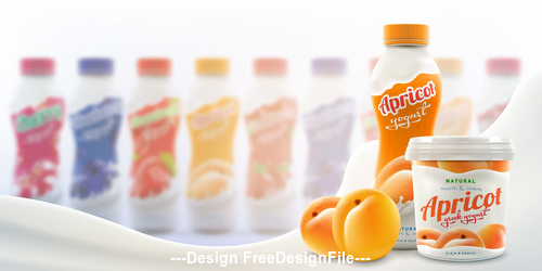 Fruity drink and yogurt advertisement vector