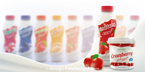 Fruity skim yogurt commercial vector advertising vector