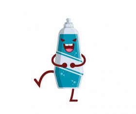 Funny cleaning bottle cartoon vector