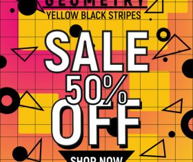 Geometry yellow black stripes sale tag vector
