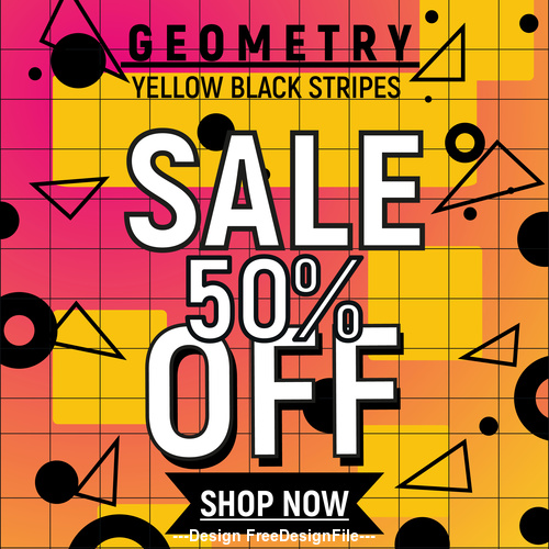 Geometry yellow black stripes sale tag vector