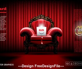 Gift on red sofa vector