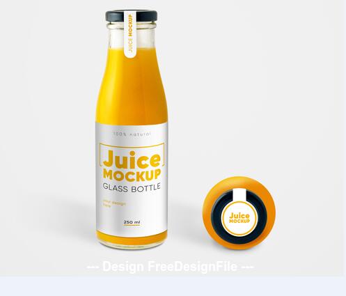 Glass Juice Bottle PSD Mockup