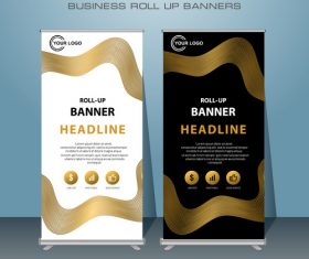 Gold Black White Stand Banner design vector template