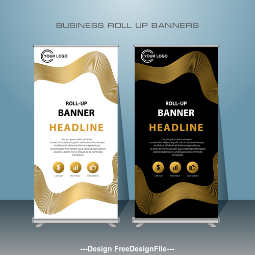 Gold Black White Stand Banner design vector template