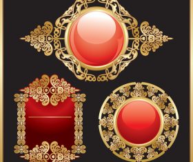 Gold vitnage decorative frames vector