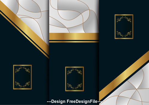 Gold white background art deco template vector