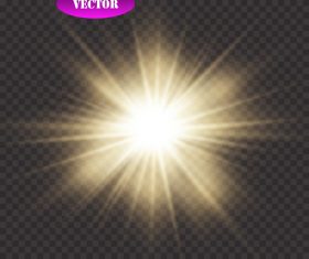 Golden sun glow light effect vector