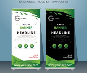 Green and black roll banner design vector template