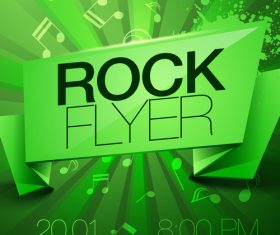Green background Rock festival flyer vector