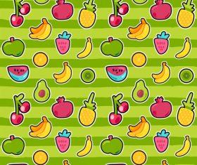 Green background and fruit seamless patterns vector