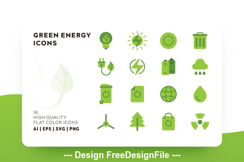 Green energy flat color vector