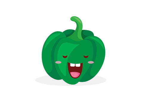 Green pepper organic vegetables cartoon expression vector