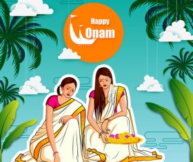 Happy Onam Indian vector