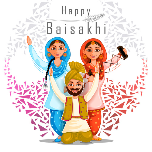 Happy baisakhi festival vector free download