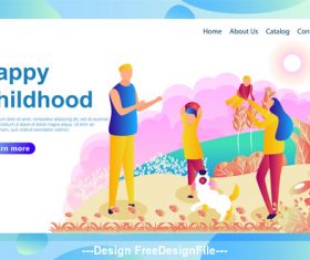Happy childhood flat banner vector