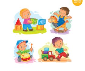 Happy little boy cartoon playing vector