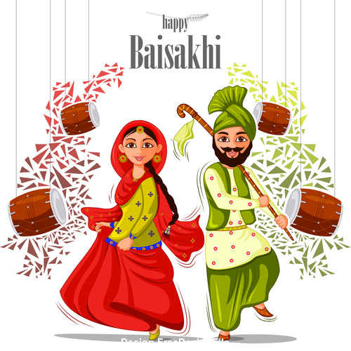 Happy vaisakhi celebrated in punjab India vector